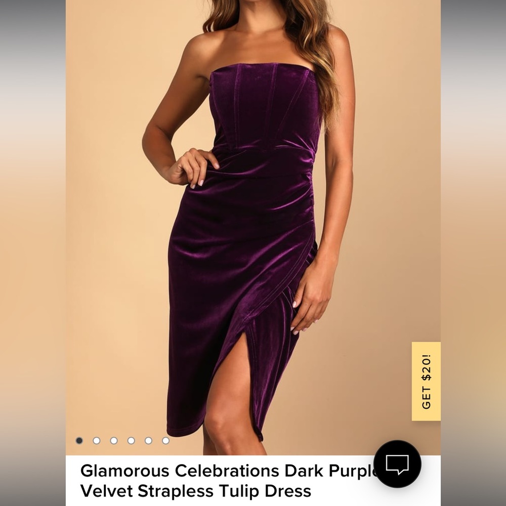 Glamorous Celebrations Dark Purple Velvet Strapless Tulip Dress